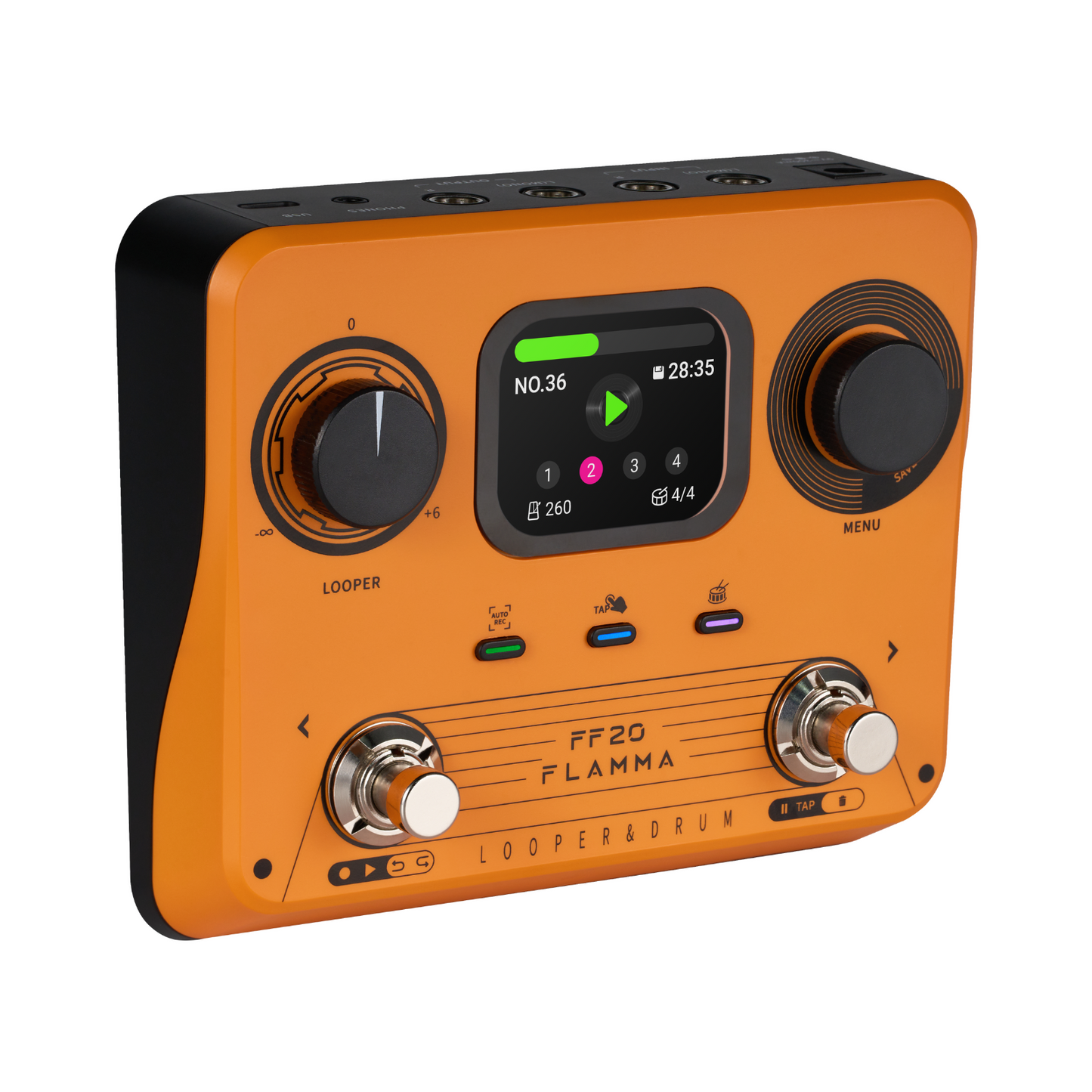 FLAMMA FF20 Stereo Dual Footswitch Looper Drum Machine Pedal