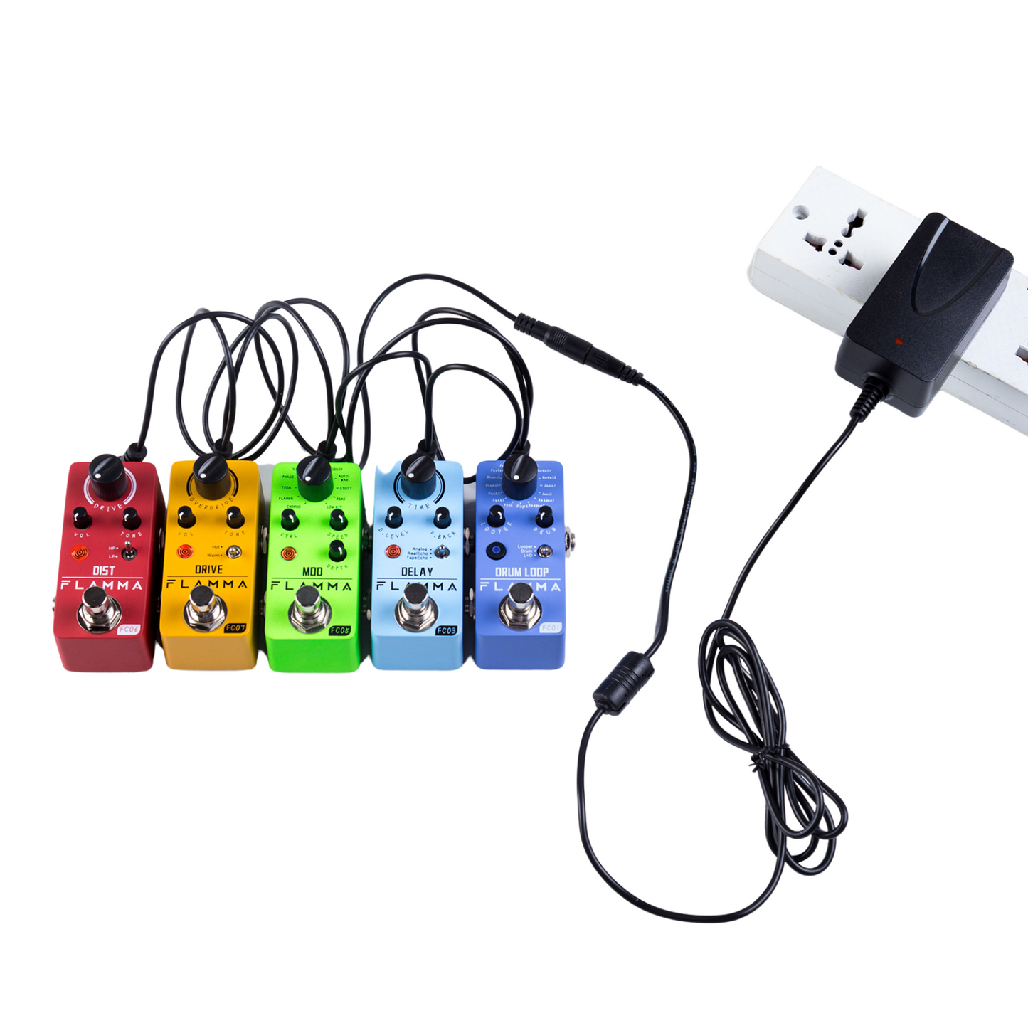 FLAMMA 9V2A Universal International Travel Power Adapter Set with 4 Interchangeable plugs