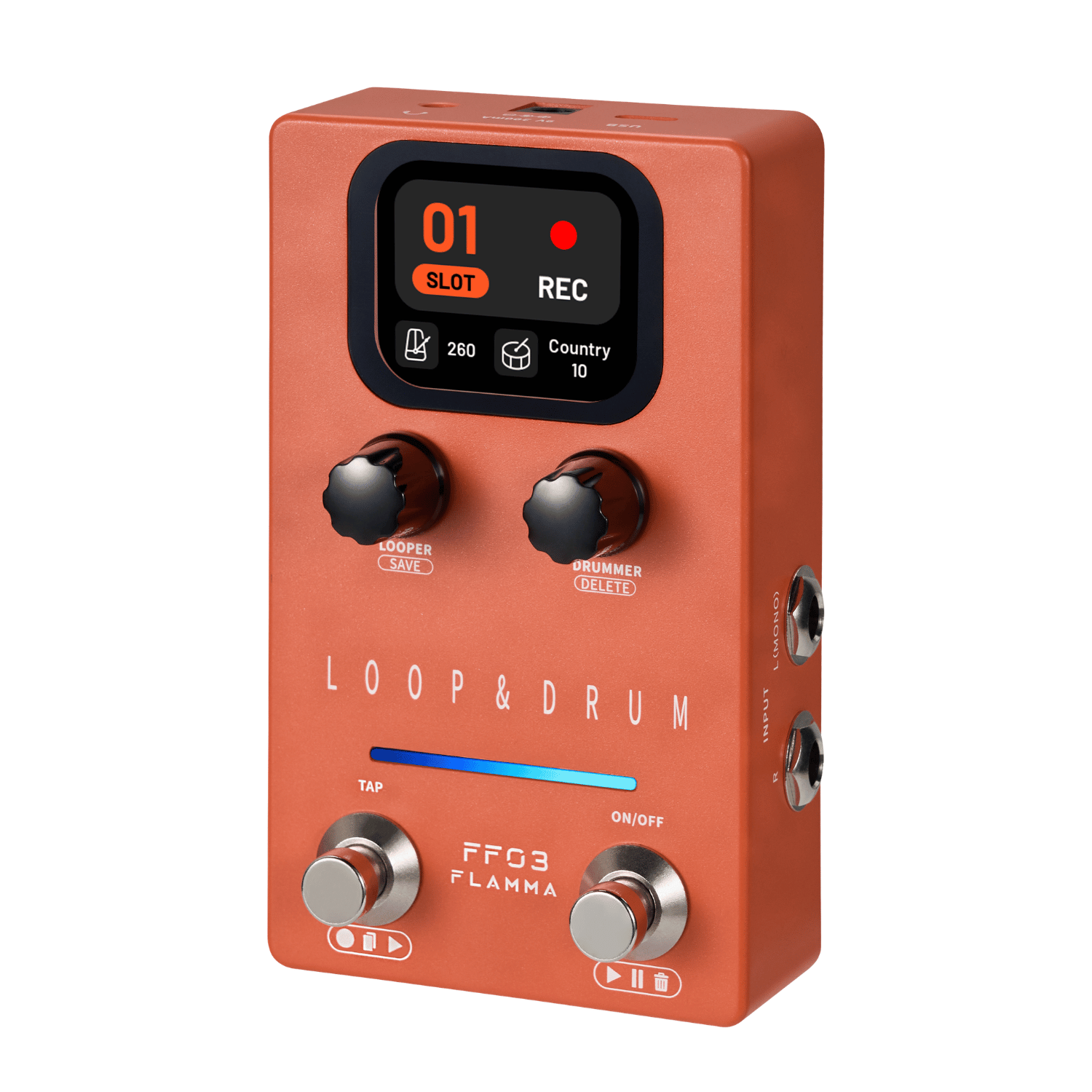 FLAMMA FF03 Stereo Dual Footswitch Looper & Drum Machine Pedal